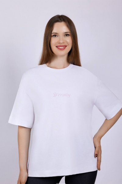 Майка из хлопка оверсайз с круглой горловиной Verally 494-2 белый - фото 1