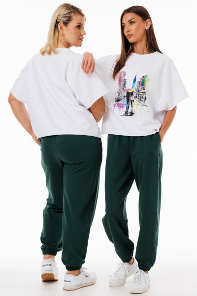 Белый спортивный трикотажный джемпер из футера с принтами Kivviwear 4267.07 - фото 6