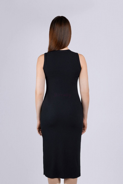 Круглогодичное черное платье приталенного силуэта из эластичного трикотажа Verally 479-1 черный - фото 2
