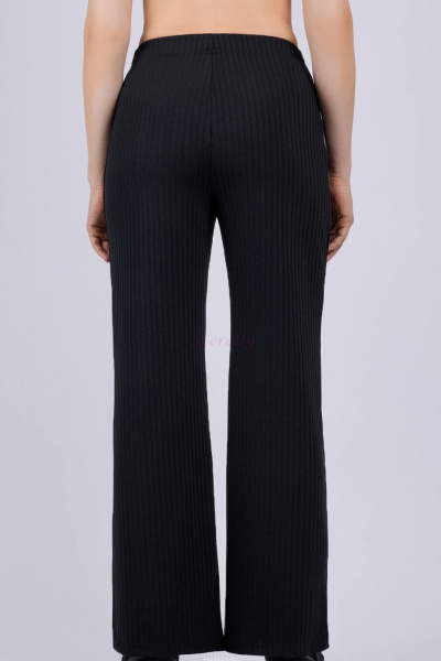 Круглогодичные черные брюки из эластичного трикотажа с высокой посадкой Verally 478-1 черный - фото 2