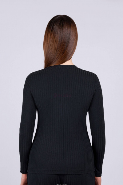 Круглогодичный черный джемпер из эластичного трикотажа с длинным рукавом Verally 465-1 черный - фото 2