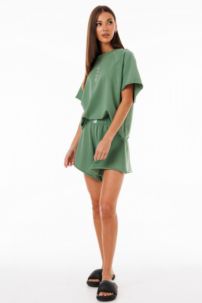 Комфортный спортивный костюм из трикотажа с шортами и джемпером Kivviwear 42674268.04 - фото 3