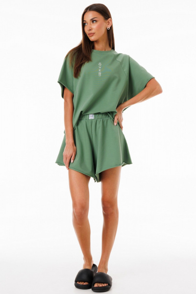 Комфортный спортивный костюм из трикотажа с шортами и джемпером Kivviwear 42674268.04 - фото 2