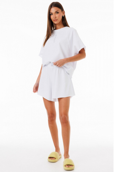 Белые шорты из двухниточного футера премиум-класса Kivviwear 4268.01 - фото 1