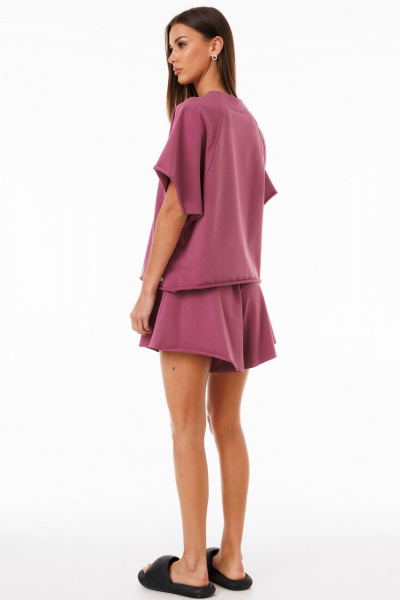 Розовые шорты из двухниточного футера для летнего образа Kivviwear 4268.02 - фото 6