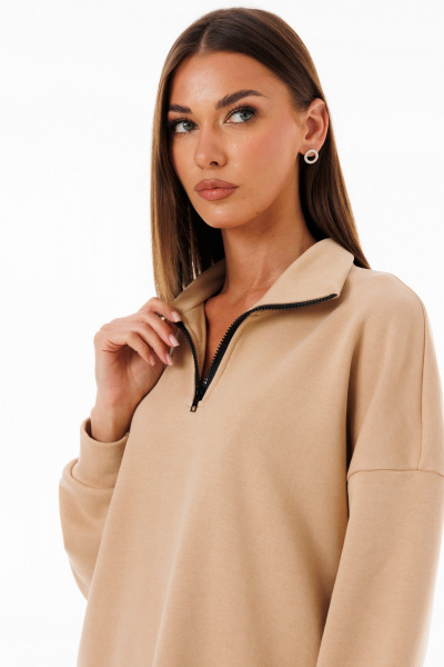 Бежевый спортивный костюм с брюками палаццо из трикотажа Kivviwear 42884132.10 - фото 10