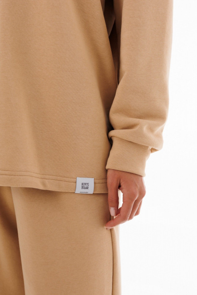 Бежевый спортивный костюм с брюками палаццо из трикотажа Kivviwear 42884132.10 - фото 8