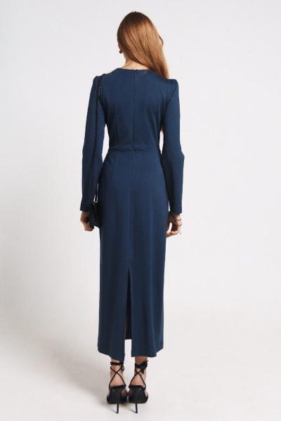 Эластичное синее платье с застежкой-молнией и сборками MilMil 1096-5 москва_синий - фото 6