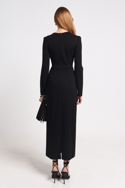 Платье приталенное из эластичного трикотажа на спине MilMil 1096-6 москва_черный - фото 9