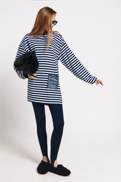 Мультицветный джемпер с съемным декором для стильных образов MilMil 1166 синяя_полоска - фото 5