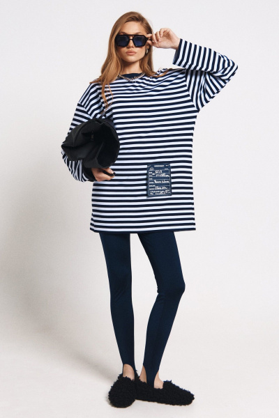 Мультицветный джемпер с съемным декором для стильных образов MilMil 1166 синяя_полоска - фото 1
