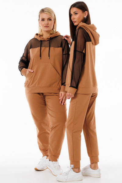 Трендовый спортивный костюм с сетчатыми вставками и капюшоном Kivviwear 42894040.01 - фото 8