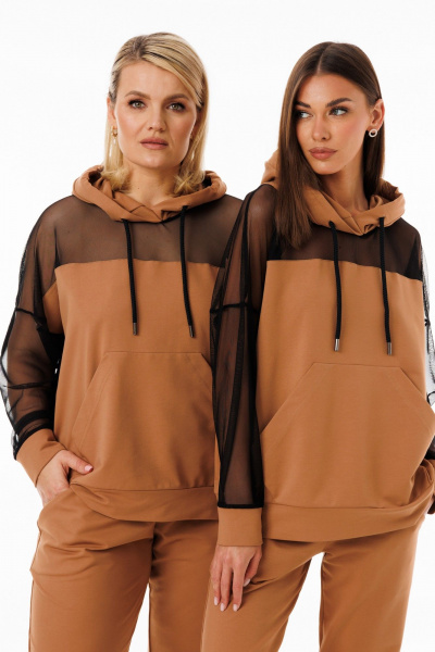 Трендовый спортивный костюм с сетчатыми вставками и капюшоном Kivviwear 42894040.01 - фото 7