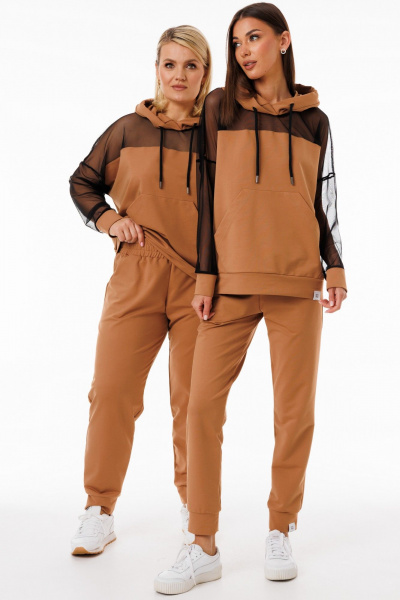 Трендовый спортивный костюм с сетчатыми вставками и капюшоном Kivviwear 42894040.01 - фото 5