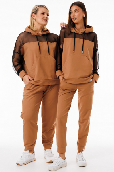 Трендовый спортивный костюм с сетчатыми вставками и капюшоном Kivviwear 42894040.01 - фото 3