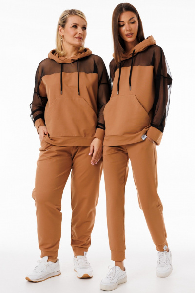 Трендовый спортивный костюм с сетчатыми вставками и капюшоном Kivviwear 42894040.01 - фото 2