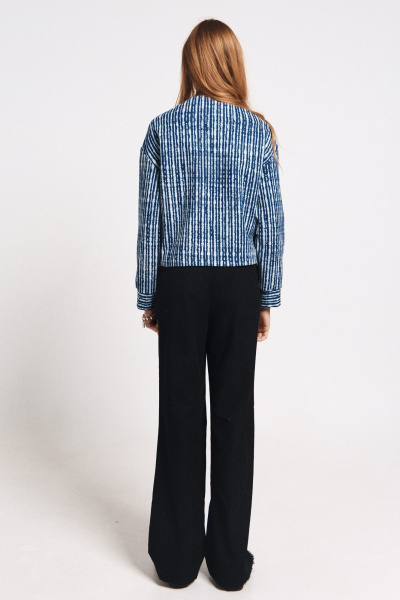 Синий кардиган с пуговицами и универсальными размерами MilMil 1171 синяя_полоска - фото 7