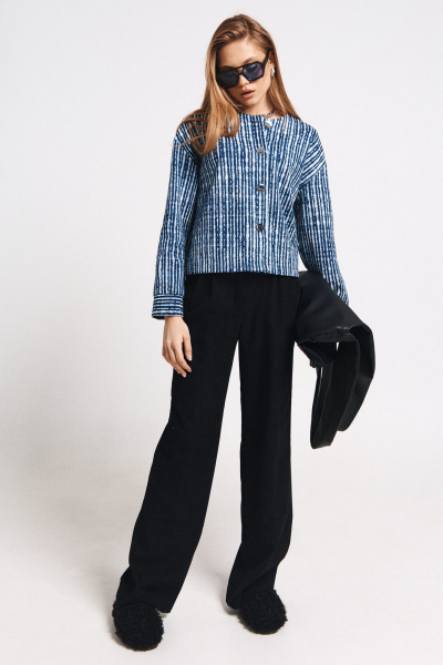 Синий кардиган с пуговицами и универсальными размерами MilMil 1171 синяя_полоска - фото 6