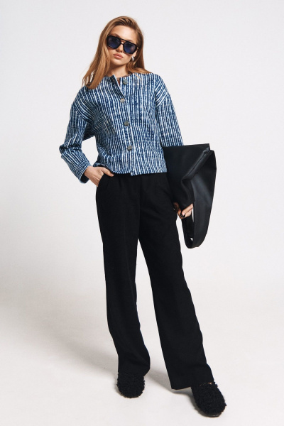 Синий кардиган с пуговицами и универсальными размерами MilMil 1171 синяя_полоска - фото 3