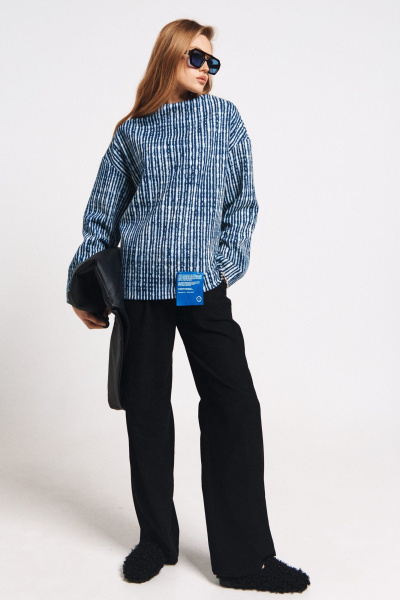 Синий кардиган с пуговицами и классическим стилем MilMil 1172 лилль_синяя_полоска - фото 9