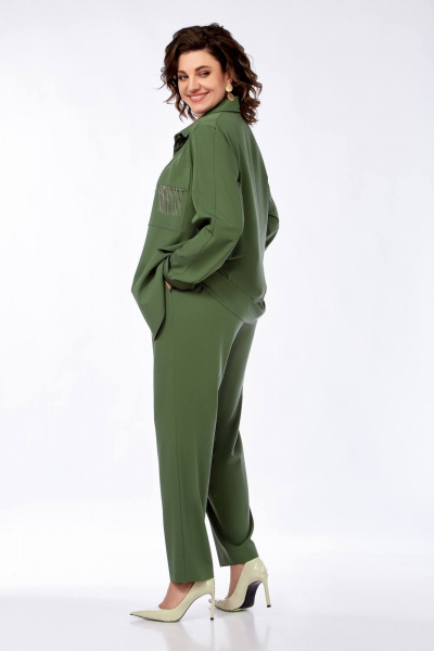 Зеленый костюм на каждый день с жакетом и брюками Temper 148 долларовый - фото 2