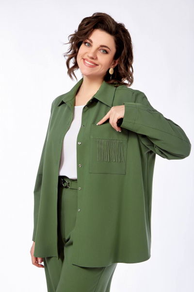 Зеленый костюм на каждый день с жакетом и брюками Temper 148 долларовый - фото 3