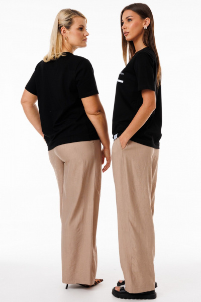 Черная футболка из хлопка с разнообразными принтами Kivviwear 4039.05 - фото 8