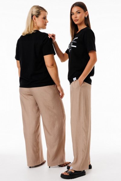 Черная футболка из хлопка с разнообразными принтами Kivviwear 4039.05 - фото 7