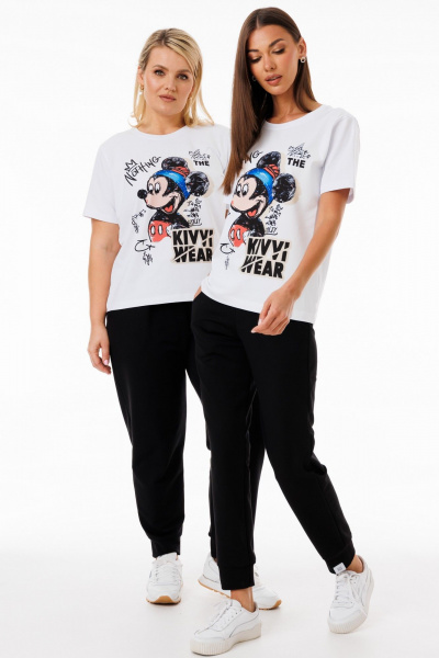 Белая футболка из трикотажа с принтами Kivviwear 4039.06 - фото 5