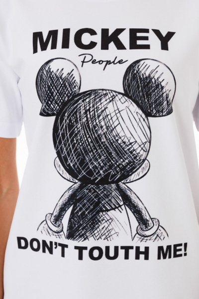 Белая футболка из хлопка с принтами и эластаном Kivviwear 4039.07 - фото 5