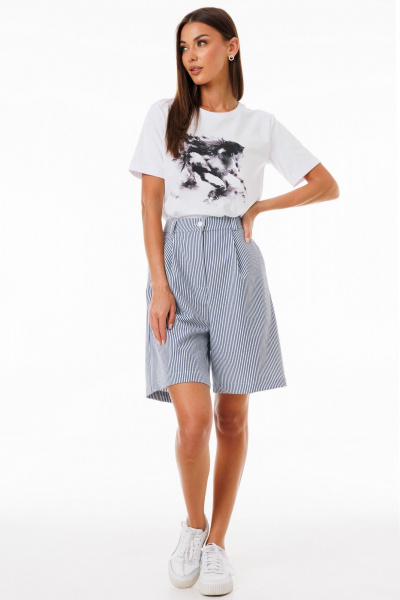 Белая футболка из кулирной глади с принтами Kivviwear 4039.12 - фото 7