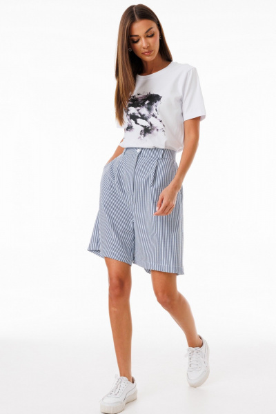 Белая футболка из кулирной глади с принтами Kivviwear 4039.12 - фото 5