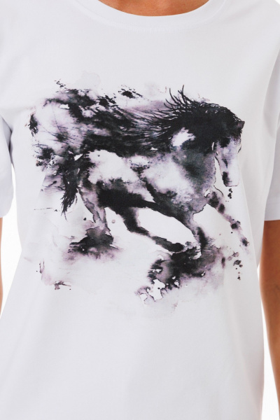 Белая футболка из кулирной глади с принтами Kivviwear 4039.12 - фото 3