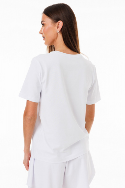Белая футболка из хлопка с принтами и эластаном Kivviwear 4039.13 - фото 10