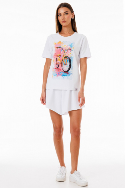 Базовая футболка из хлопка с принтами для стильного образа Kivviwear 4039.16 - фото 2