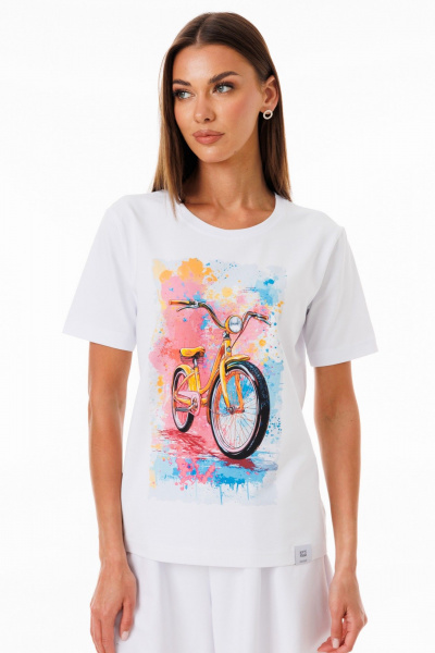 Базовая футболка из хлопка с принтами для стильного образа Kivviwear 4039.16 - фото 1