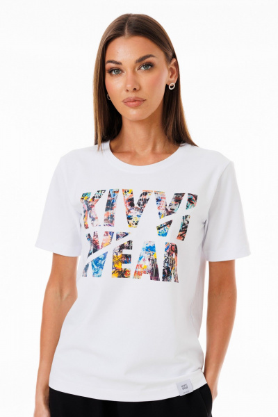 Базовая футболка из хлопка с принтами для любого образа Kivviwear 4039.18 - фото 5