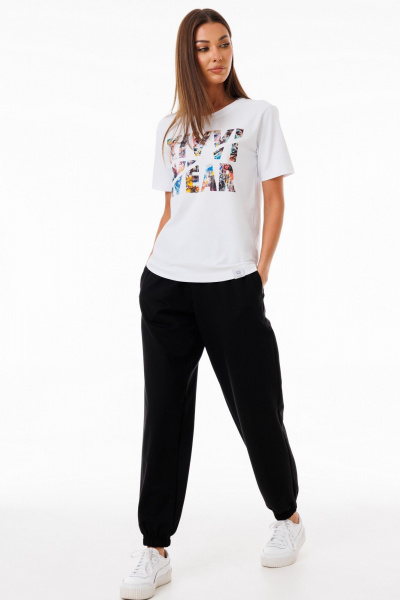 Базовая футболка из хлопка с принтами для любого образа Kivviwear 4039.18 - фото 2