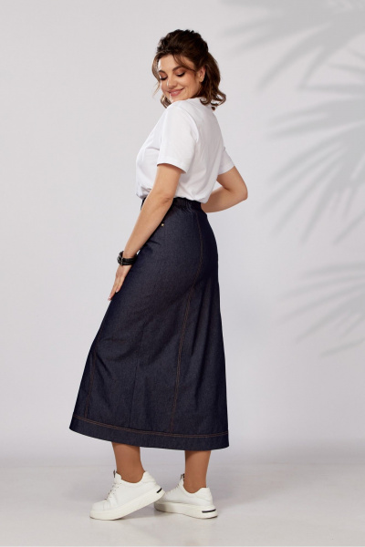 Классическая синий костюм жакет и юбка с кантами Lady Secret 0209 синий - фото 5