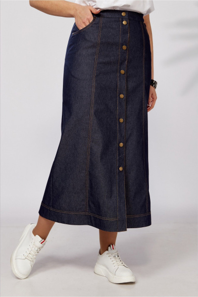 Классическая синий костюм жакет и юбка с кантами Lady Secret 0209 синий - фото 4