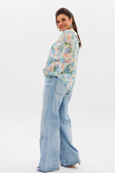 Демисезонная женская блуза с рюшем и принтом Миядзаки Anelli 1273 миядзаки - фото 8