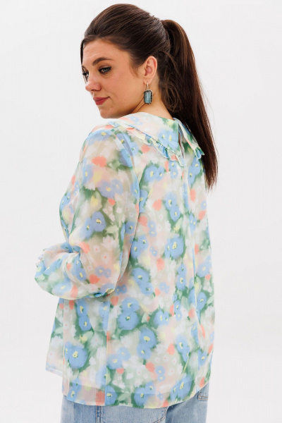 Демисезонная женская блуза с рюшем и принтом Миядзаки Anelli 1273 миядзаки - фото 5