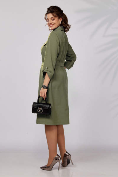 Платье свободного силуэта с кокетками и воротником на каждый день Lady Secret 3768 оливковый - фото 7