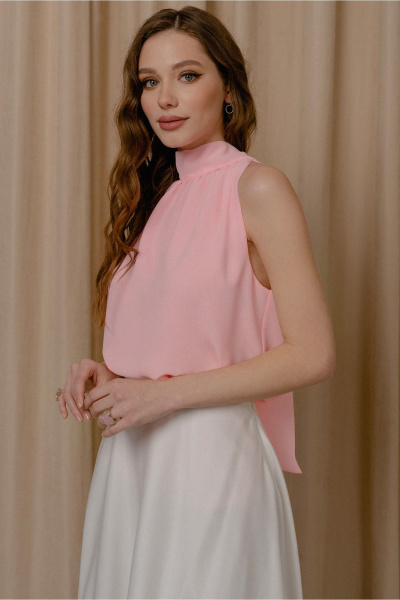 Розовый молодежный топ с регланом и завязкой воротника JRSy 2492 розовый - фото 1