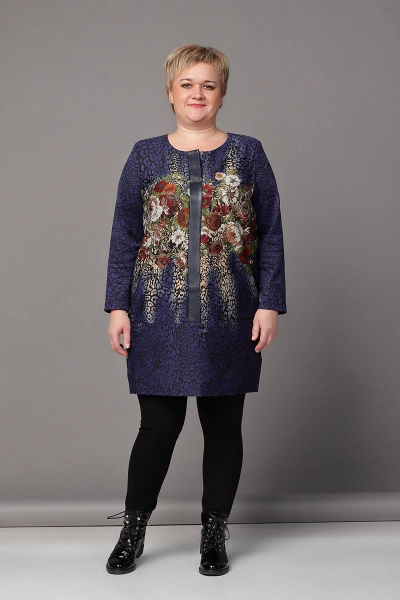 Туника прямого силуэта из трикотажа, демисезон, базовая модель Соджи 289 синий - фото 1