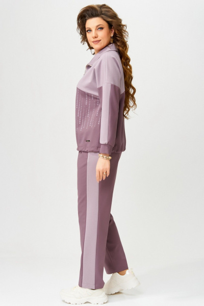 Спортивный комплект джемпер с лампасами и брюки на резинке Fita 1862 сирень - фото 8