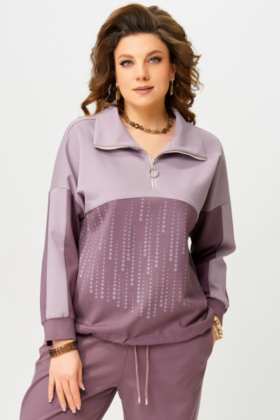 Спортивный комплект джемпер с лампасами и брюки на резинке Fita 1862 сирень - фото 7