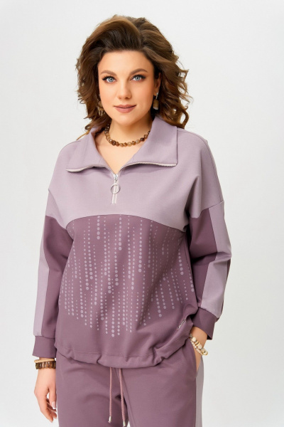 Спортивный комплект джемпер с лампасами и брюки на резинке Fita 1862 сирень - фото 6