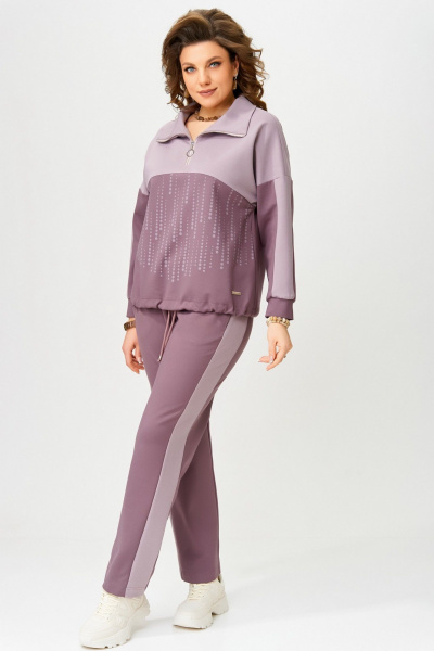Спортивный комплект джемпер с лампасами и брюки на резинке Fita 1862 сирень - фото 5