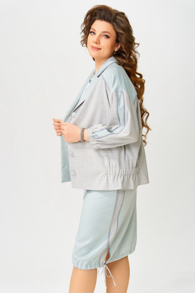 Комплект тройка Бояна: бомбер, юбка и майка-топ Fita 4031 серо-мятный - фото 10